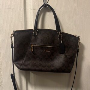Coach Signature Dark Brown and Black Shoulder Bag